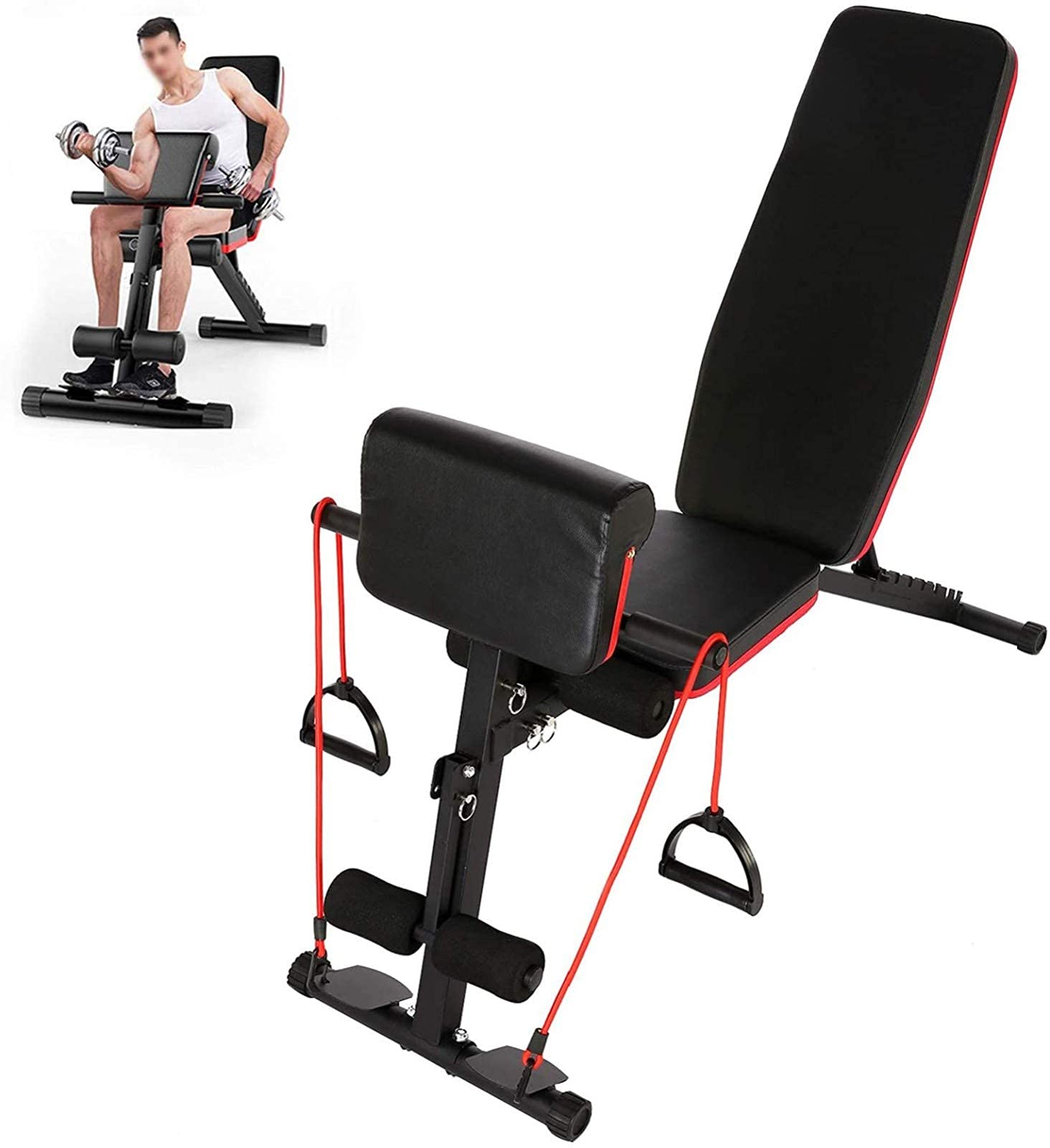 MObyat Panca Pesi Pieghevole,Panca con Manubri, Panche Fitness per Allenamento Regolabile Inclinazione, Manubri Pieghevoli Pesanti per Esercizi in Palestra A Casa, Carico Massimo 200Kg