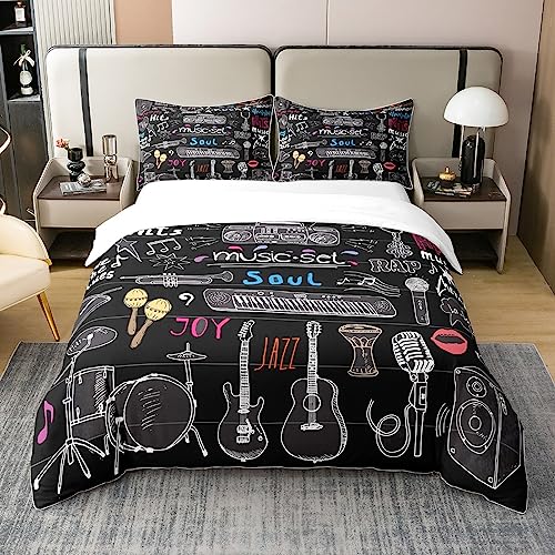 Loussiesd Rock Music Ropa de cama de 135