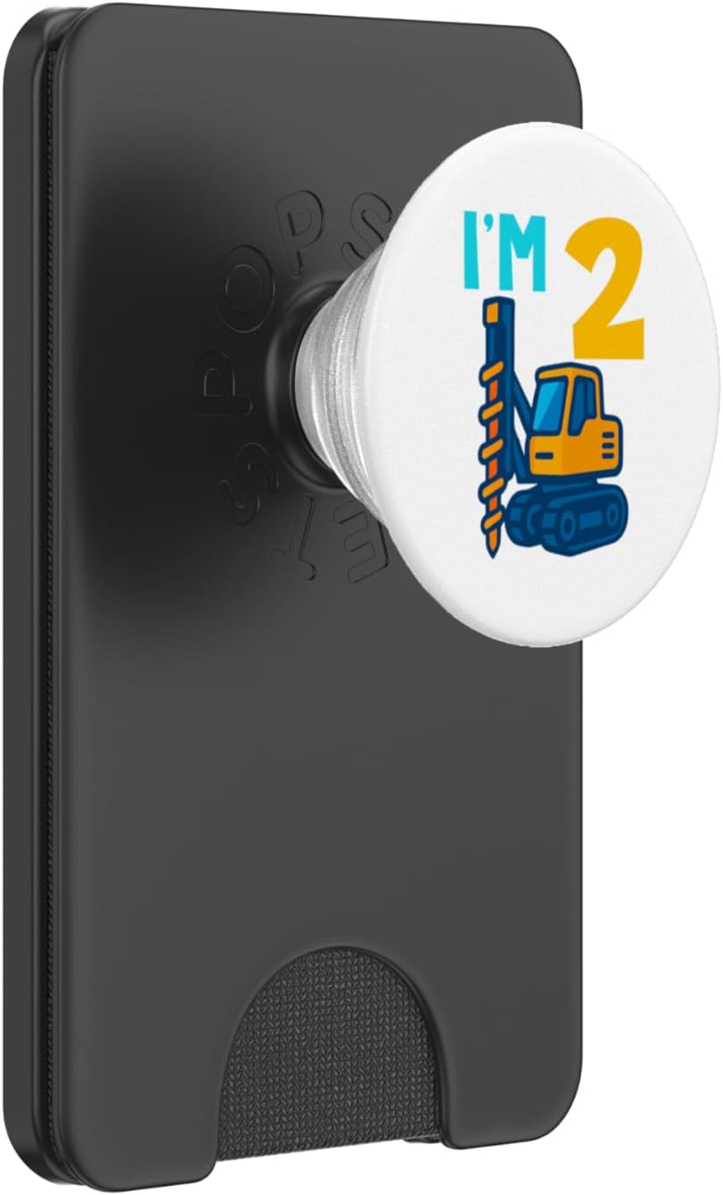 2nd Birthday Drilling Rig Truck Toy Funny Lover I'm 2 Two PopSockets PopWallet for MagSafe