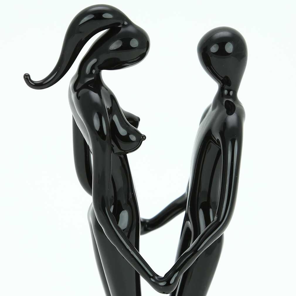 GlassOfVenice Murano Glass Lovers Statue - Black