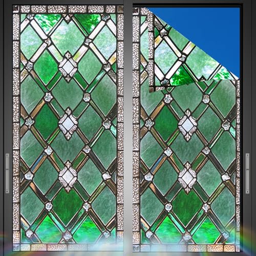 Image of Nuxovilar Sparkle Stained Glass Style Window Film 17.5x39.4 in PVC