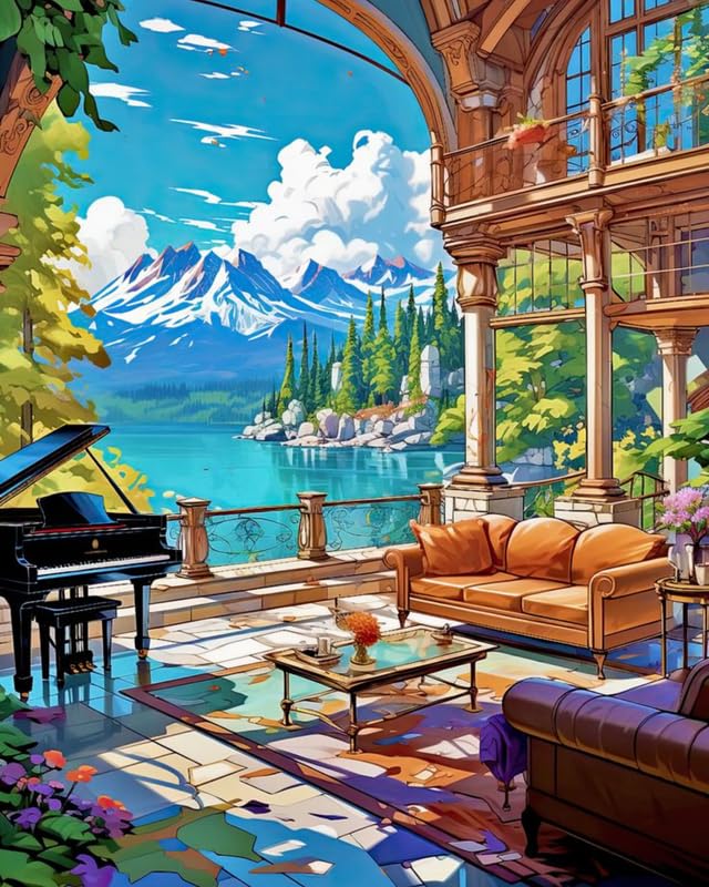 Image of TULIP N TURTLE Cottage Diy Acrylic Paint By Number Kit For Adults Kids Beginner Number Painting Kit Diy Canvas Painting By Number Wall Decoration Diy Painting Kit For Adults,Multi-Coloured