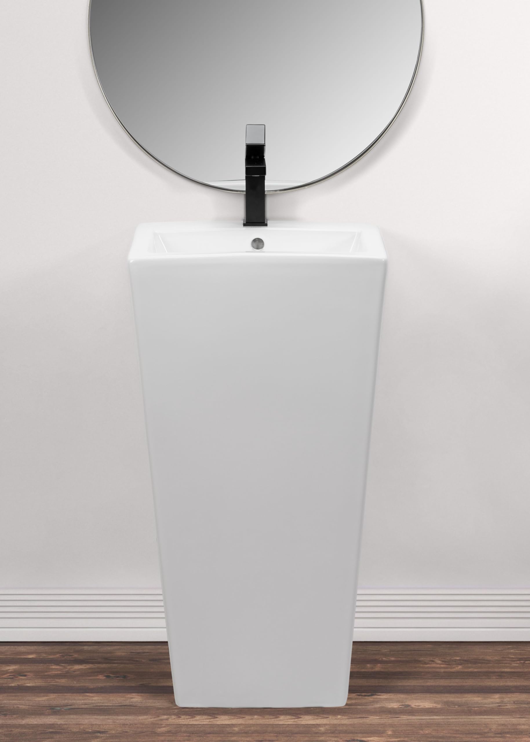 REA DARIA VASQUE AUTOPORTANTE SQUARE BLANC LAVABO SUR PIED EN CÉRAMIQUE