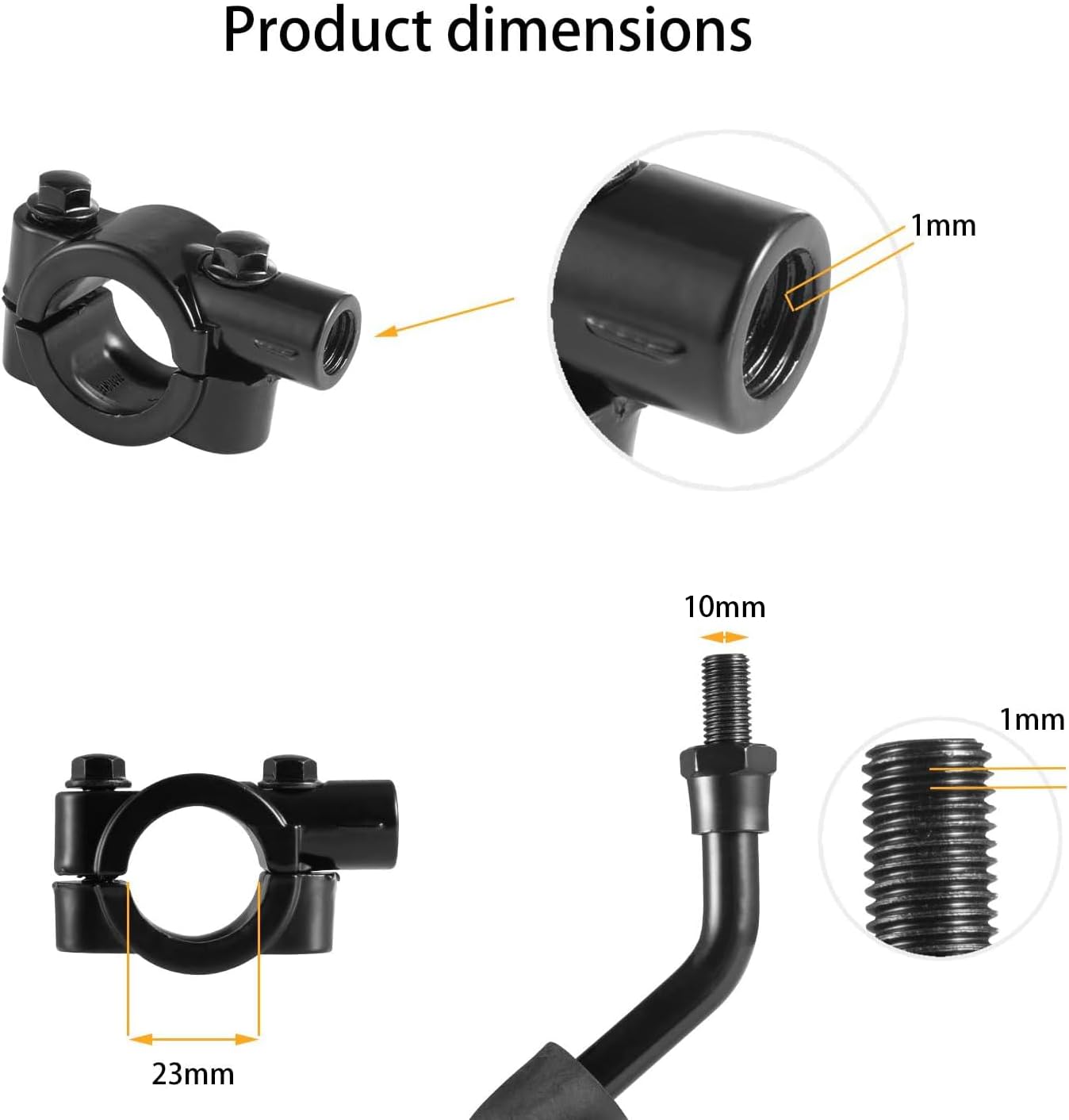 Universal Motorcycle 360 Degree Adjustment Round Foldable Black 10mm Thread 7/8" Handle Bar Rear View mirror.