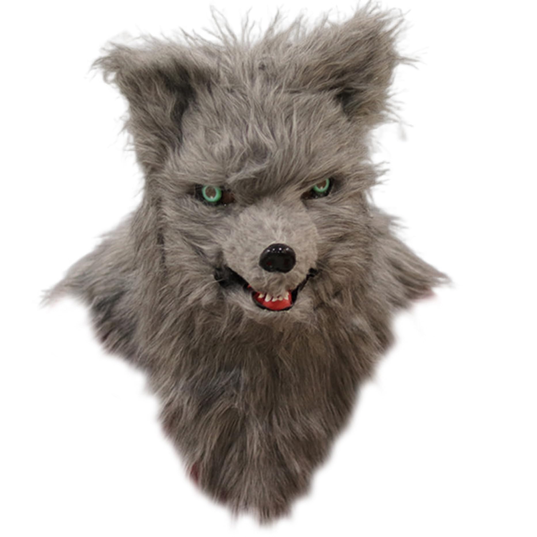 Yeaxxsqy Fox Full Head Furry, Movable Jaw, Grey, For Halloween, Furry Head