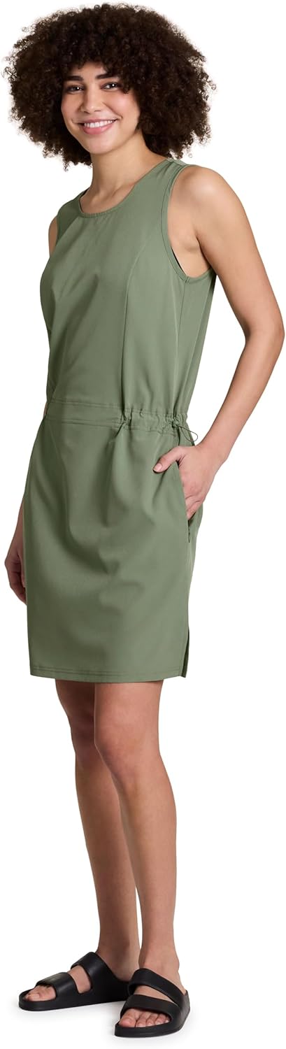 RBX Active Women's Woven Tank Dress Quick Drying Sleeveless Dress with Pockets Elastic Waistband Hiking Tennis Golf Dress - Image 3