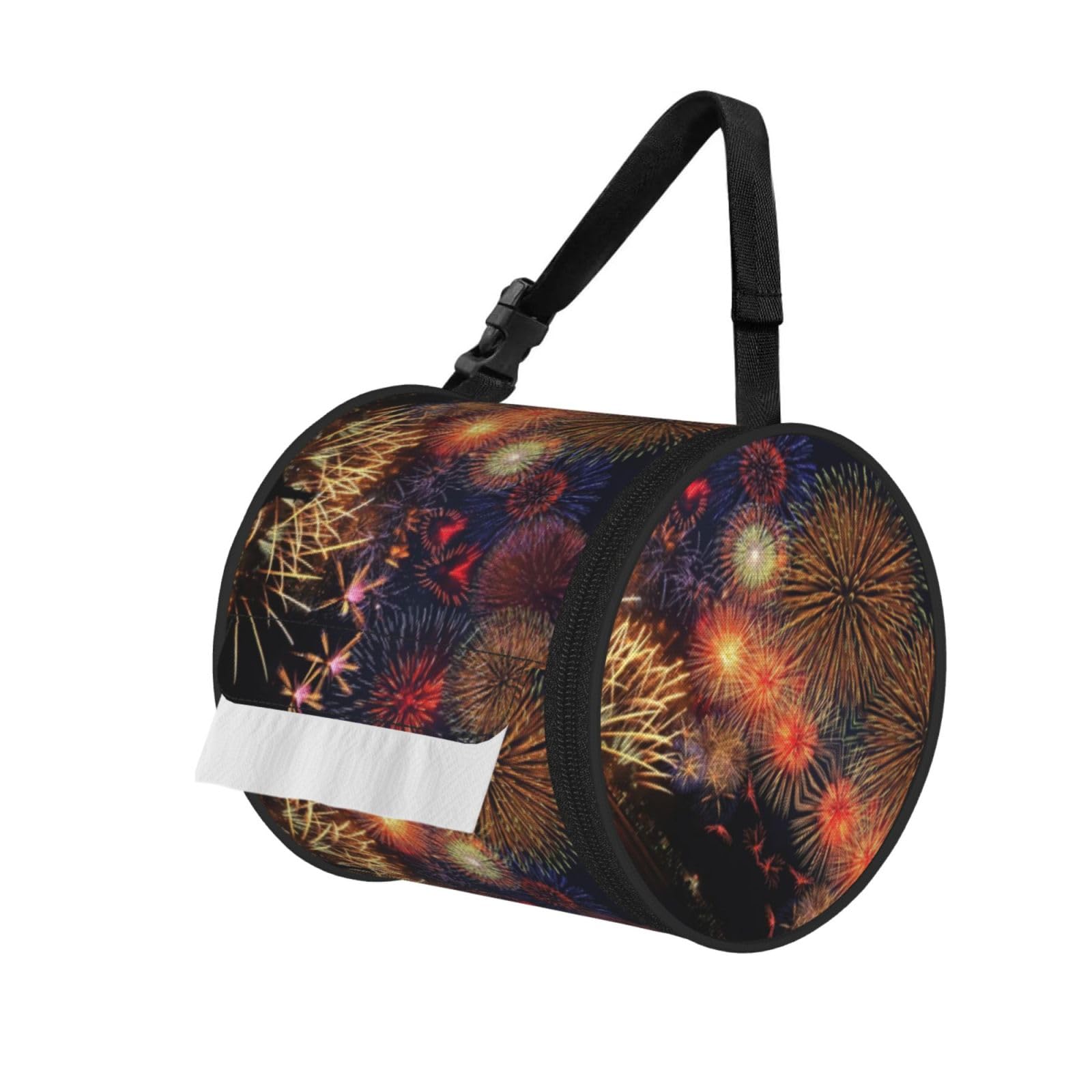 Fireworks Printed Pet-Proof Toilet Roll Bag, Durable Oxford Cloth with Handle for Travel Tent Kitchen