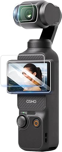 Suoman Paquete de 2+2 protectores de pantalla para DJI Osmo Pocket 3, ajuste perfecto 2.5D 9H dureza ultra delgado resistente a los arañazos HD