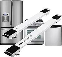 Suporte Ajustável com Rodízios para Eletrodomésticos, Capacidade 200kg, Compatível com Geladeira, Fogão e Máquina de Lavar Louças (Branco)