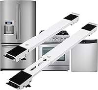 Suporte Ajustável com Rodízios para Eletrodomésticos, Capacidade 200kg, Compatível com Geladeira, Fogão e Máquina de Lavar Louças (Branco)