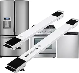 Suporte Ajustável com Rodízios para Eletrodomésticos, Capacidade 200kg, Compatível com Geladeira, Fogão e Máquina de Lavar Louças (Branco)