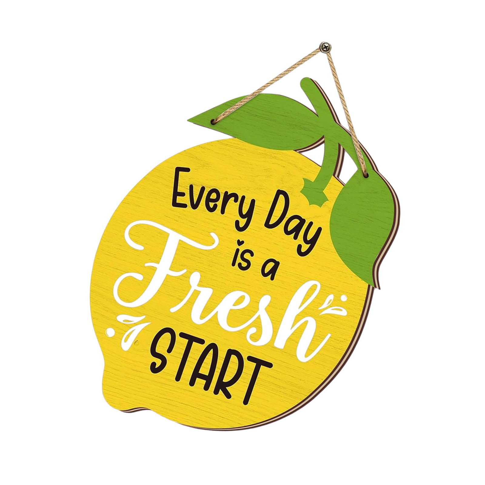 Qusinfc Lemon Shape Wooden Welcome Sign with Inspirational Quote for Farmhouse Kitchen Decors and Home Wall Art Hanging Plaques Wooden Plate