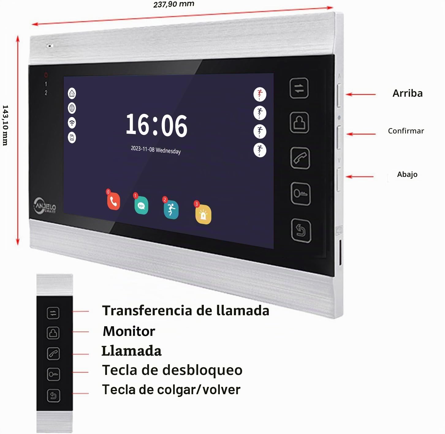 Sistema de intercomunicación de video, cámara de video WiFi con monitor de 7 pulgadas, timbre con cable 1080P, soporta entrada de tarjeta deslizante (silvery)