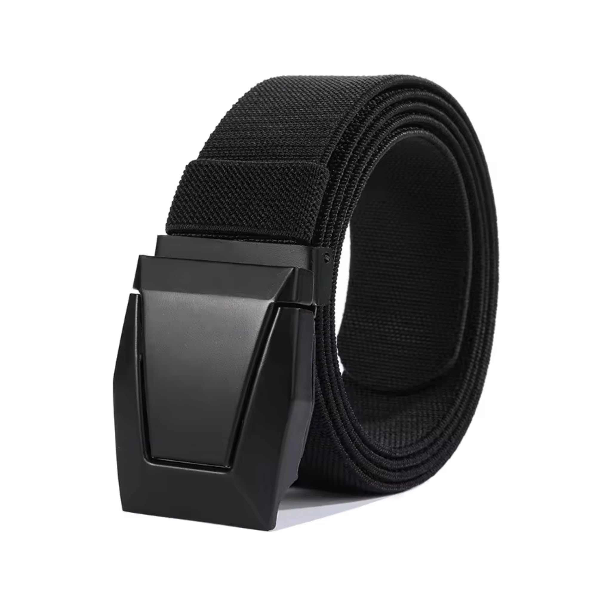 Devons Treasures Men's Black Tactical Belt - Stretch Nylon Web Work Belts For - Heavy Duty Military Rigger Hiking Belt With Quick Release Metal Buckle