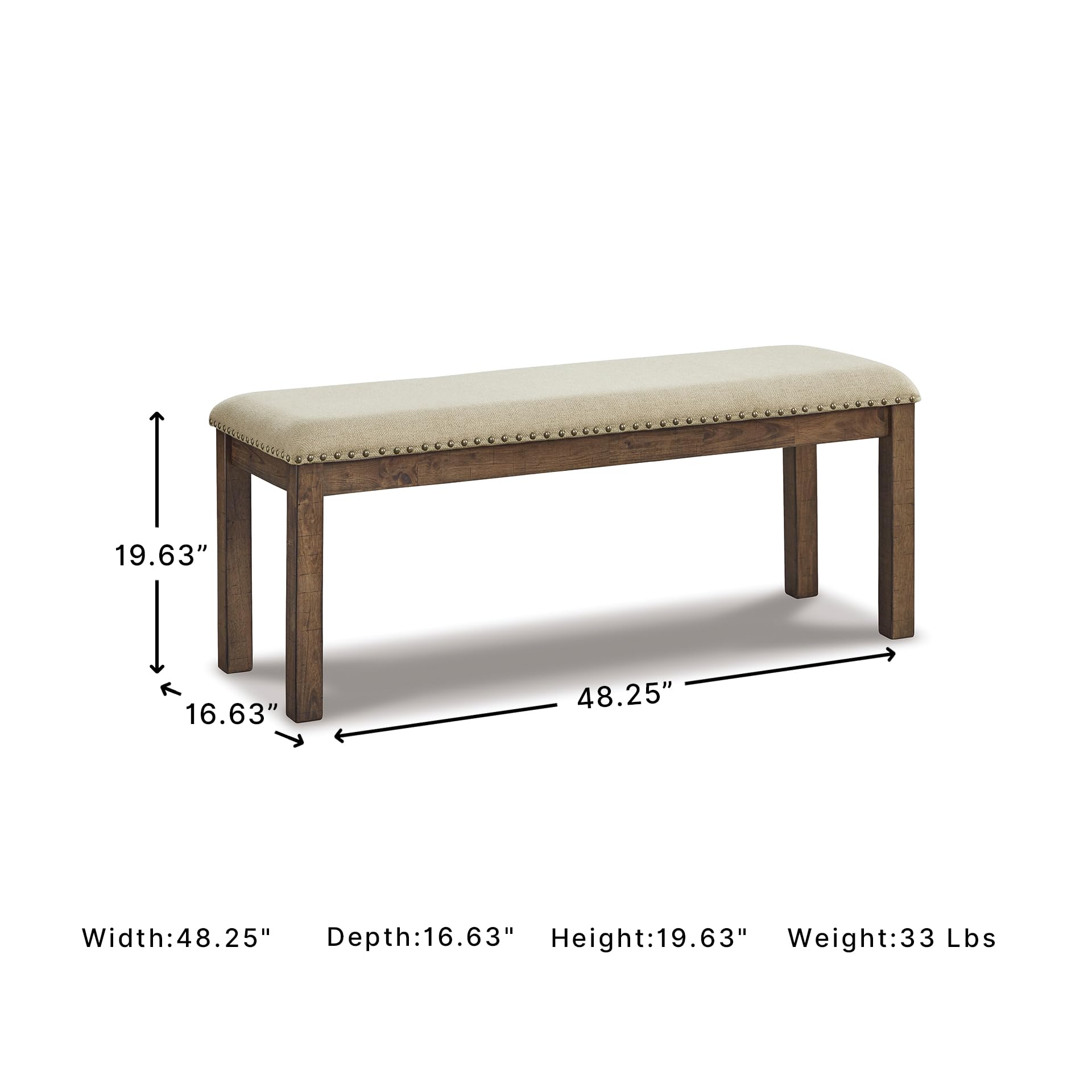 Signature Design by Ashley Moriville Wood Upholstered Dining Bench, Beige