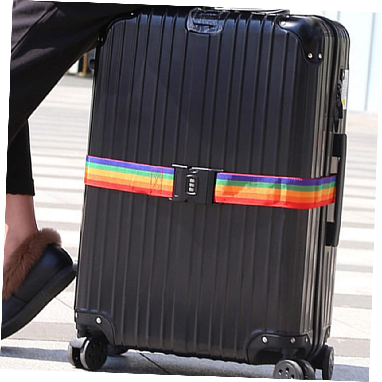 TOYANDONA Cinghie Regolabili 4 Pezzi in Polipropilene per Valigia da Viaggio Protezione Extra Cintura Bagagli Portatile per Anziani per Viaggi e Uscite