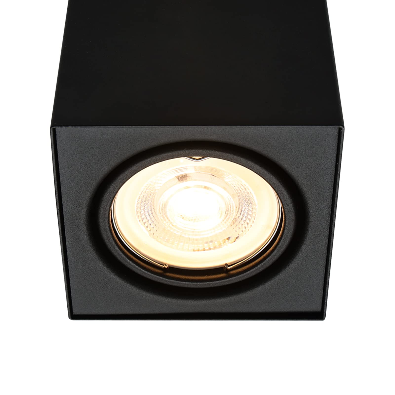 Faretto da soffitto Orientabili, Plafoniera Spot a LED plafone per GU10, 230V Faretti Lampada da soffitto, Apparecchio Downlight spot per cucina, lampadina non inclusa, Glassato Nero, quadrato