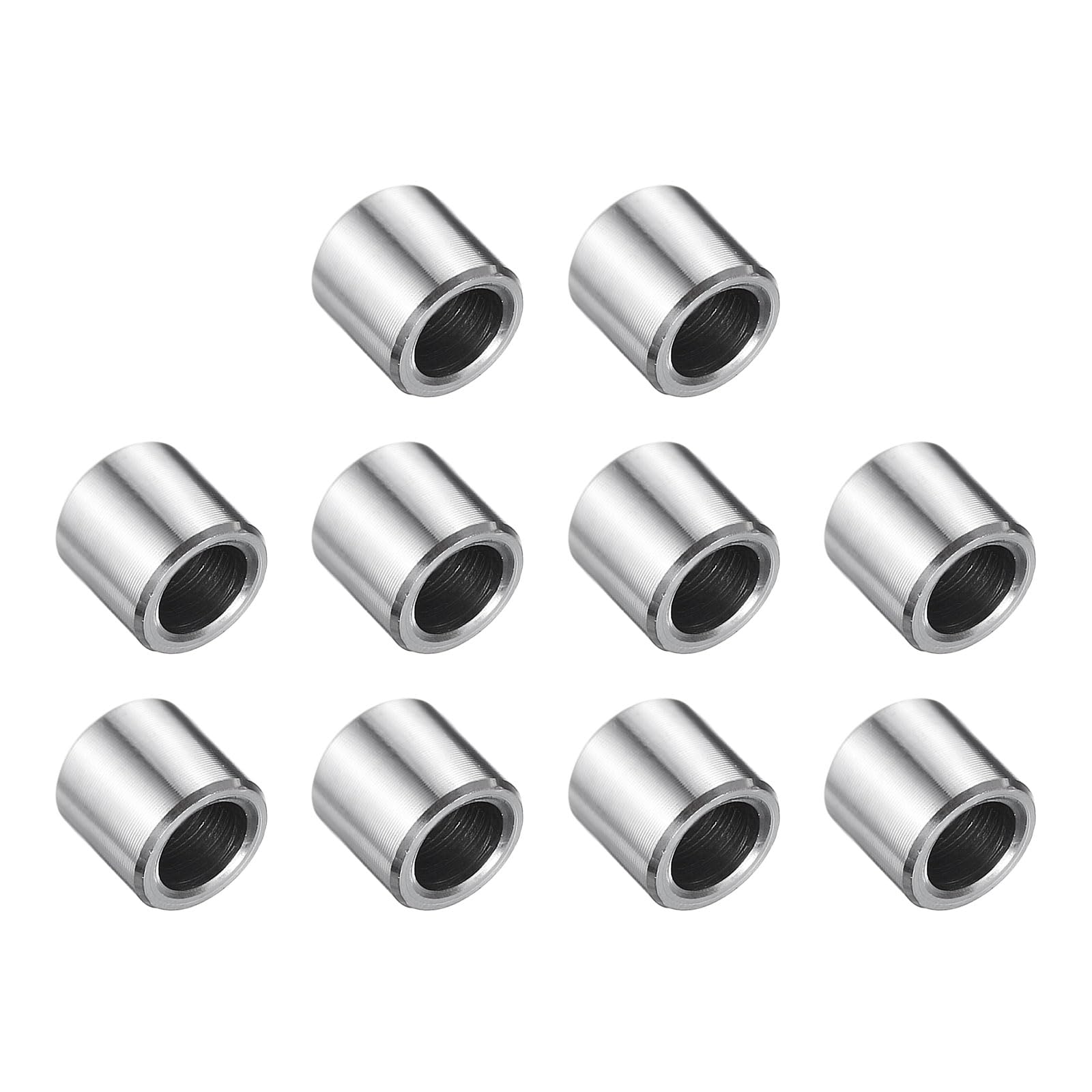 uxcell 10 Pcs Stainless Steel Spacer 1/4" Bore x 3/8" OD x 5/16" Length Screw Bushing Plain Finish Round Metal Spacer for 1/4" Screws Bolts and Rods