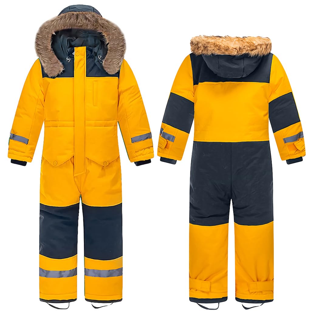 linboo Tuta da sci unisex per bambini, impermeabile, con cappuccio, traspirante, antivento, per ragazzi e ragazze