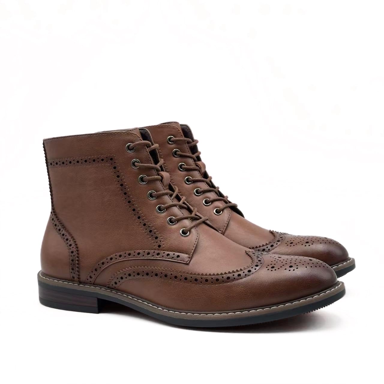 Finishing & Sewing Bottes à bout ailé pour homme, style brogue classique, chaussures habillées à lacets Oxford