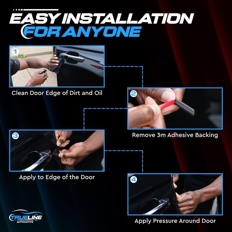 Miniatura 5 de Lámina de puerta negra con forma de L Kit de moldeo con cinta 3M, Negro