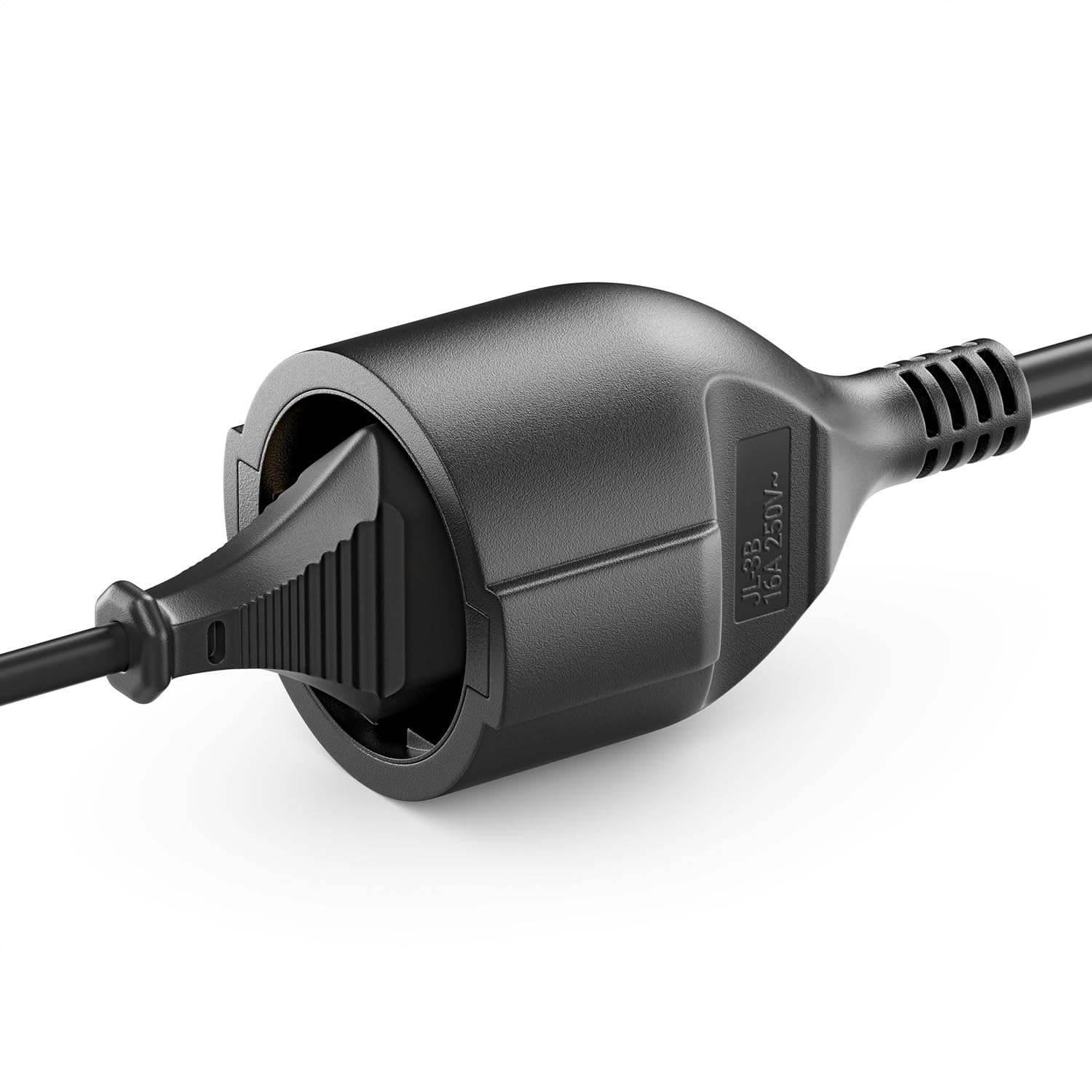 deleyCON 5m Cavo di Prolunga con Spina Tipo F (CEE 7/7) Angolato a 90° a Spina (CEE 7/3) - Cavo di Alimentazione per TV, PC, Computer, Proiettore - Nero