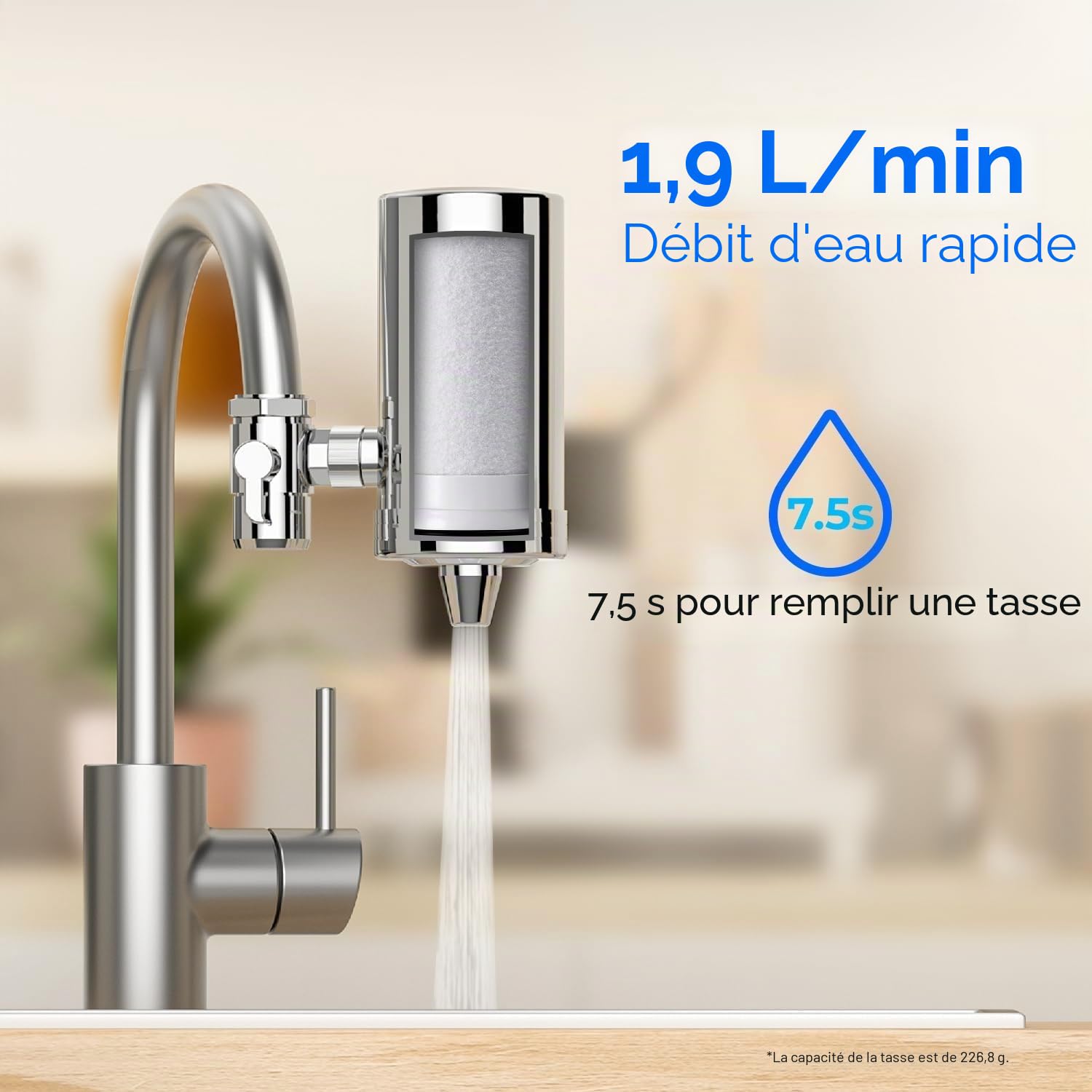 Waterdrop WD-FF-03A Filtre à Charbon de Remplacemen pour Robinet WD-FC-06, Réduit le Chlore de 94,42%, le Mauvais goût et Plus Encore, Dure Jusqu'à 9 Mois (Paquet de 3)