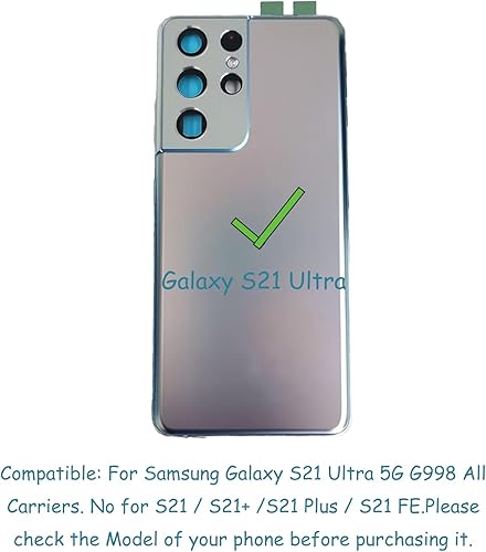 Miniatura 6 de Galaxy S21 Ultra - Carcasa de repuesto para Samsung Galaxy S21U S21 Ultra 5G SM-G998B G998U G998U1 G998U1 G998W con lente de cámara de vidrio
