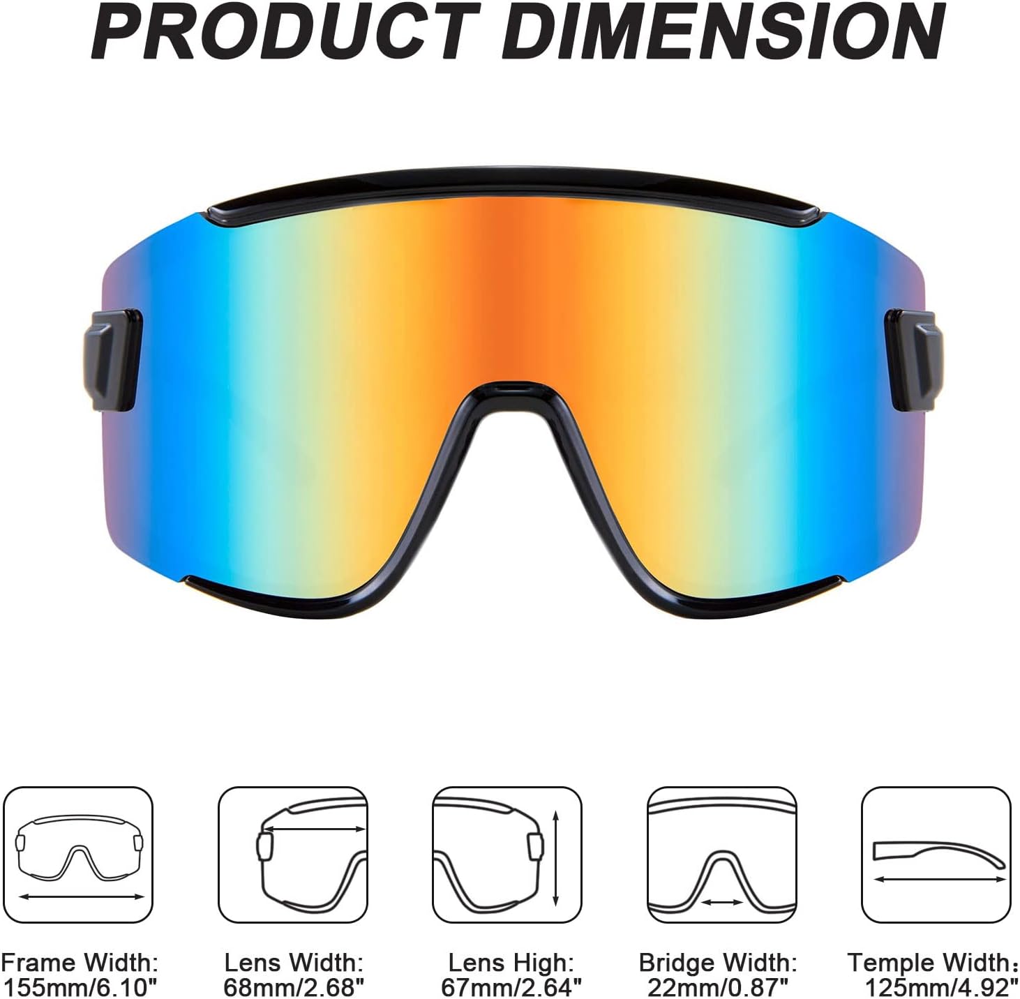 Karsaer Vision Big Shield Wraparound Sunglasses Rave for Men Women Neon Sun Visor Glasses Cycling Ski Shades 80s 90s
