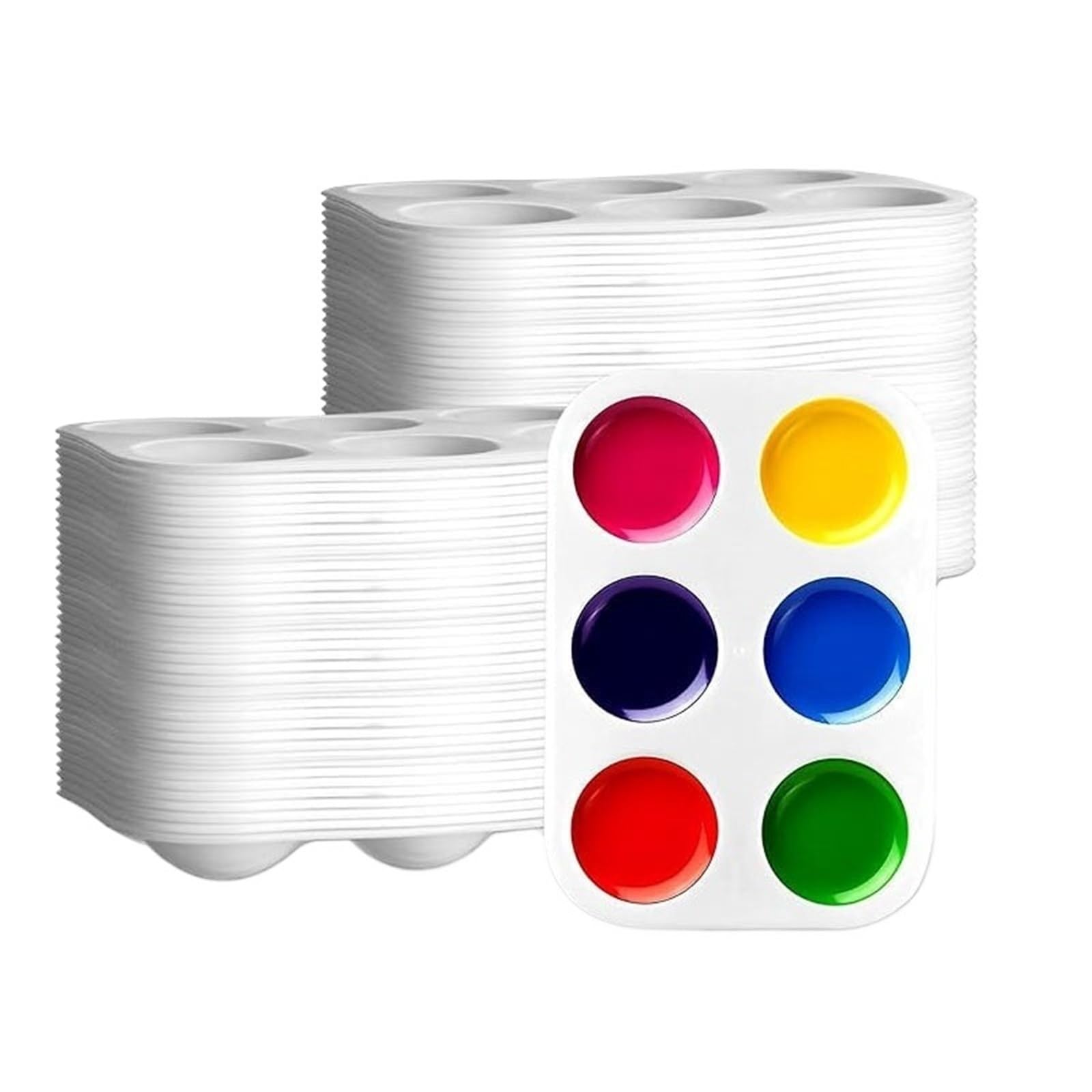 Paleta De PláStico Paleta de Lienzo Rectangular Acuarela plástico Blanco 6 cuadrículas (2/8/15/20) for Fiestas Pintura y Manualidades para Mezclar Colores(8pcs)