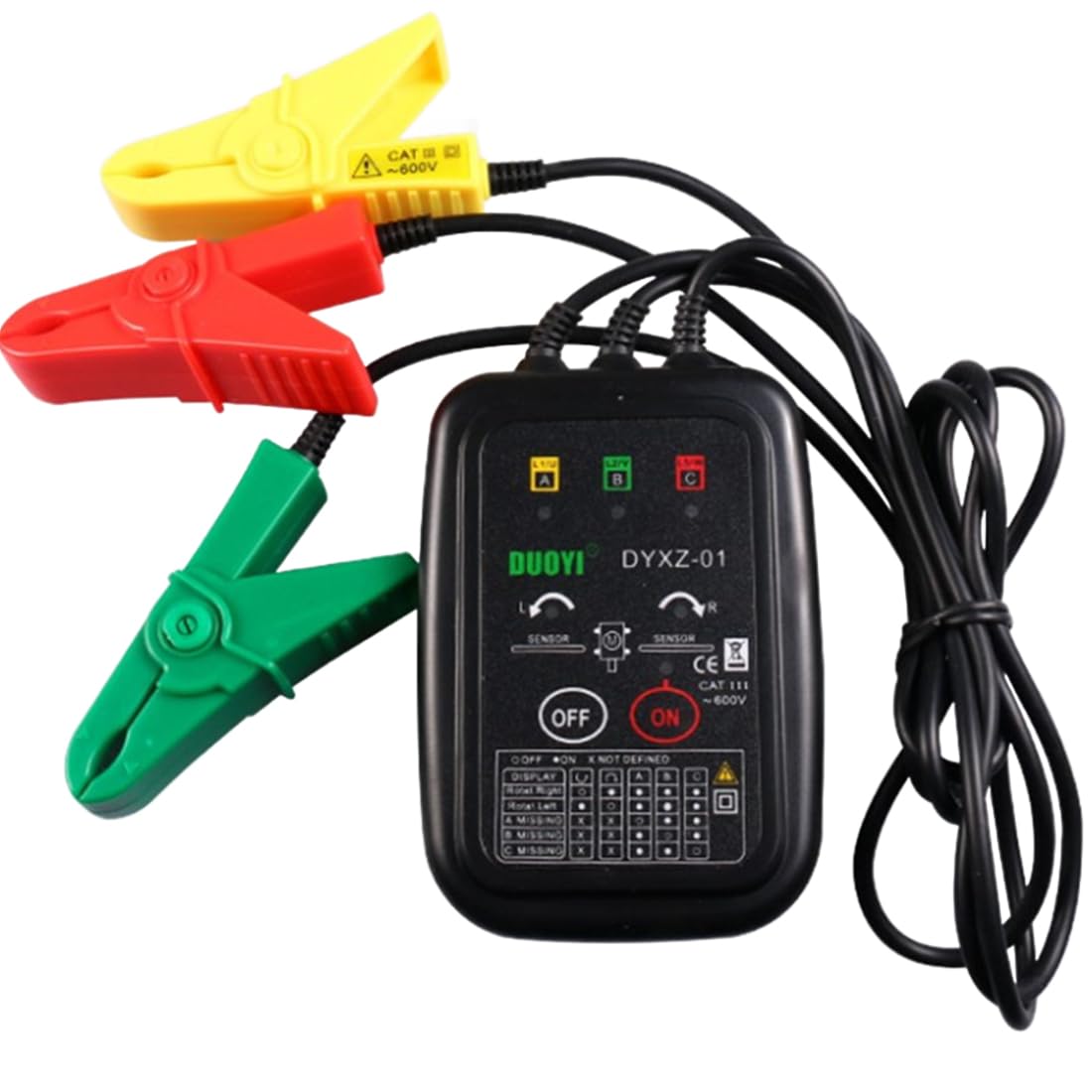 FTGear Phase Rotation Meter, Non-Contact, AC 70~600V, LED Display, Auto ...