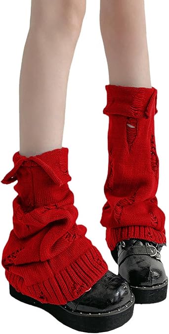 SherryDC Womens Y2k Knit Leg Warmers Harajuku Japanese Long Boot Socks Kawaii Lolita Winter Leg Cover
