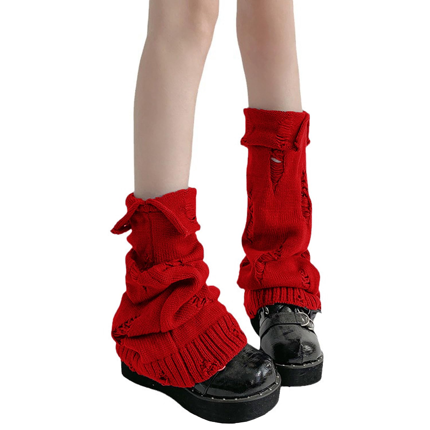 SherryDC Womens Y2k Knit Leg Warmers Harajuku Japanese Long Boot Socks Kawaii Lolita Winter Leg Cover