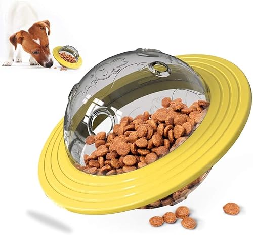 MOPQAWRV おやつボール 玩具ボール 犬用おもちゃ 犬用 噛むおもちゃ 餌入れ 食器 早食い対策 運動不足やストレス解消 猫用 耐久性 丈夫 壊れない 知育 お留守番に 犬遊び用(イエロー)