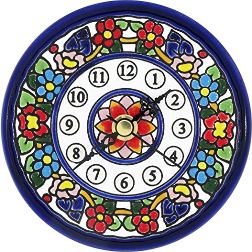 Reloj Decorativos para Hogar, Pintados a Mano con la técnica de la Cuerda Seca 11 CM. Cerámica Andaluza. Grabado y Cerámica Española.61102