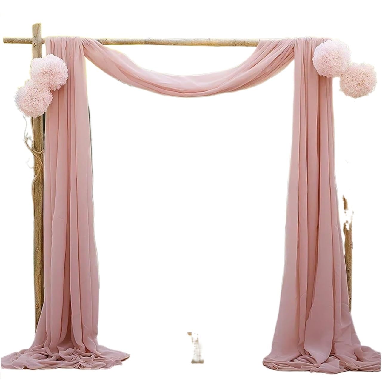 Dekoracje ślubne z zasłon, Ślubne zasłony z przezroczystym łukiem, szyfonowa tkanina wielokolorowa, wiele rozmiarów(Dirty Pink,70X1000cm)