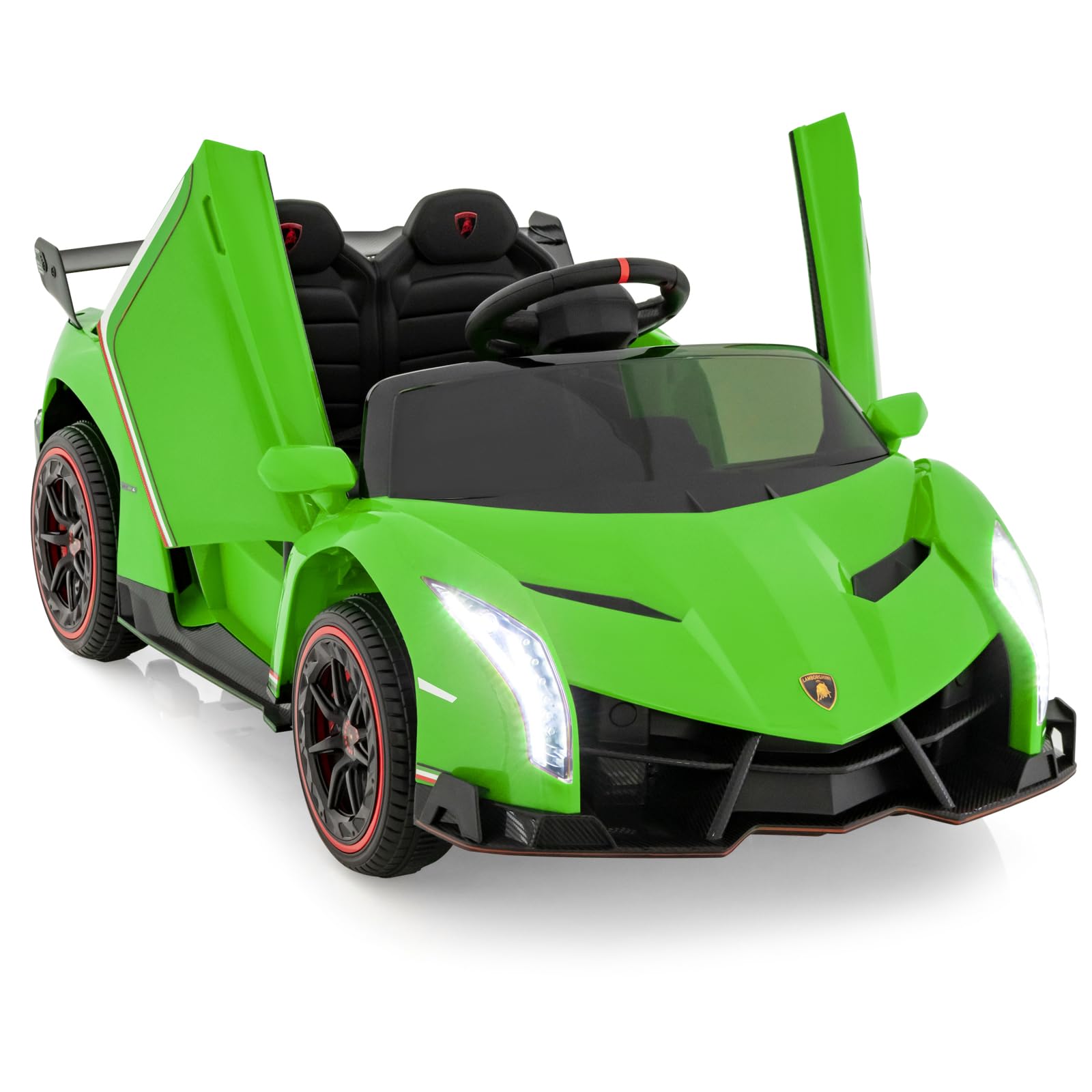 Maxmass Kids Electric Ride on Car, 12V Licensed Lamborghini Battery Powered Electric Vehicle with Remote Control, AUX/USB, Music, Horn, LED Lights, Children Toy Car for Boys Girls (Green)