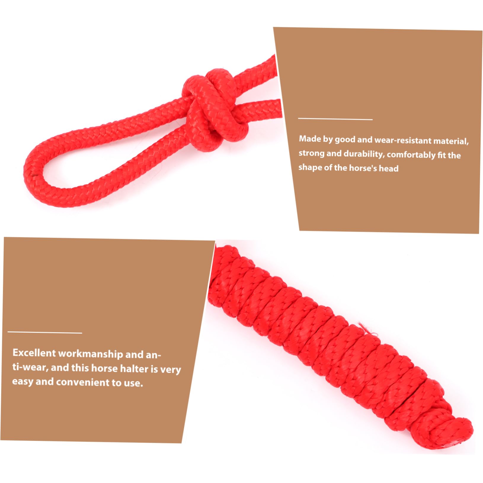 Cabestro Collar Cuerda de Poliéster Caballos de Rojo | Entrenamiento Ecuestre, Ajuste Cómodo Cabeza, Resistente al Desgaste y Fácil de Guardar