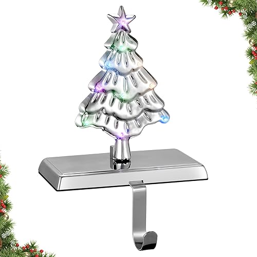 Soportes para calcetines para manto con iluminación LED soportes para calcetines de Navidad para árbol de Navidad decoración de interiores de