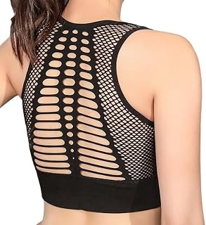 PLUMBURY Women's Padded Mesh Racerback Sports Bra for Workout/Yoga, Size M to 2XL Price In India