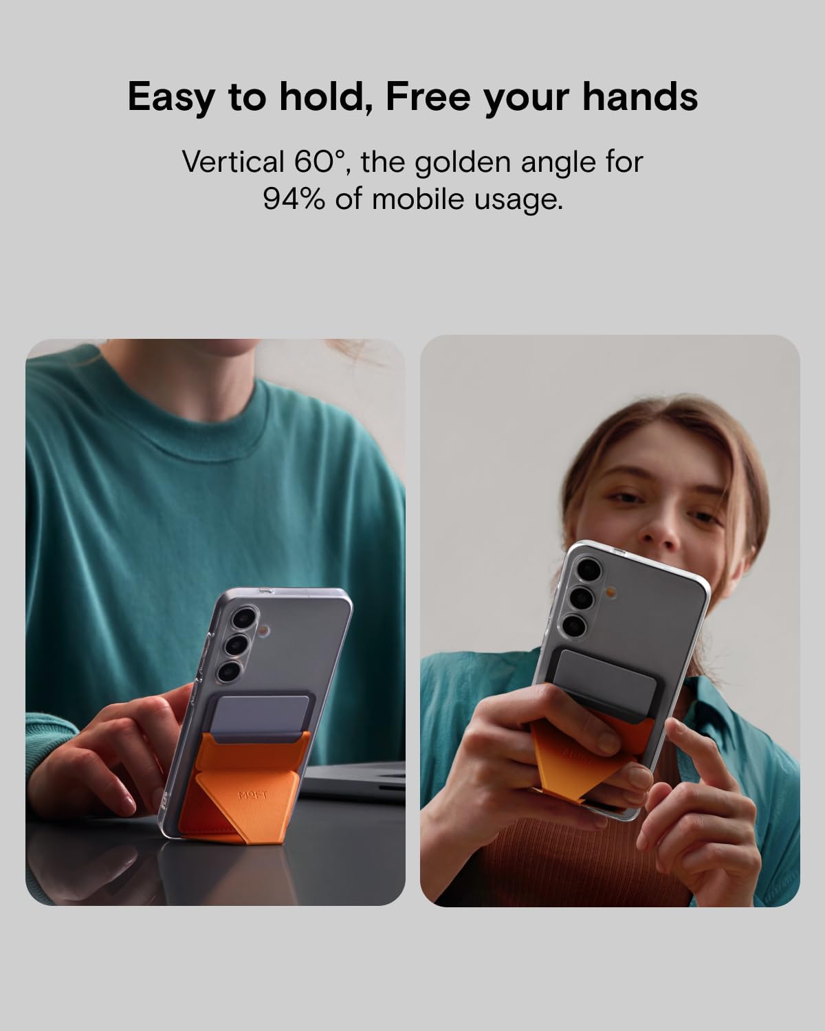 MOFT Phone Stand, Adhesive Card Holder Fits 2-3 Cards, Slim & Portable Leather Phone Wallet, 2 Viewing Angles, RFID Blocking, Compatible with iPhone, Galaxy and Most Smartphones - Taupe - Image 4