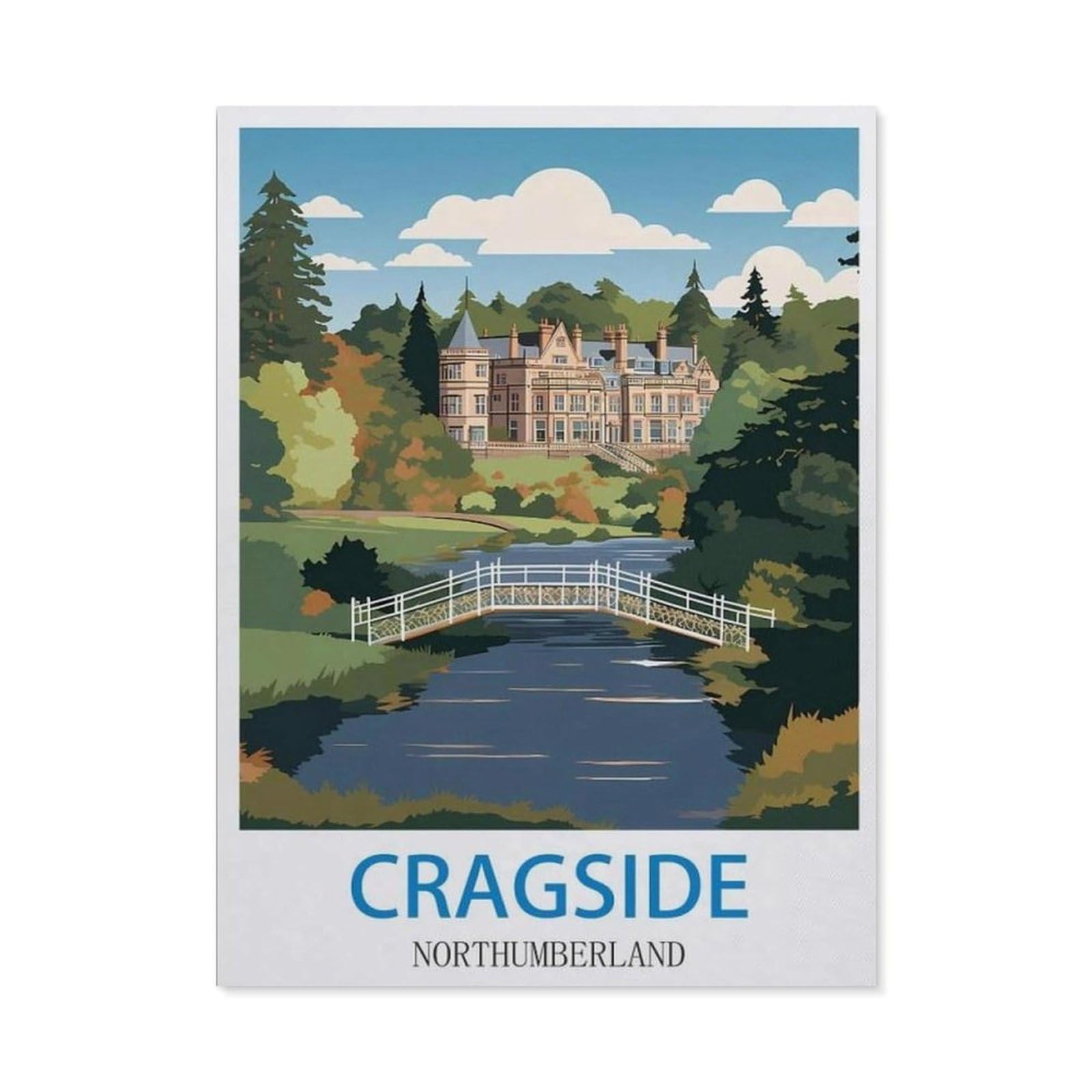 BEAYODKP 5D DIY Diamond Painting，Cragside Northumberland（30x40cm）