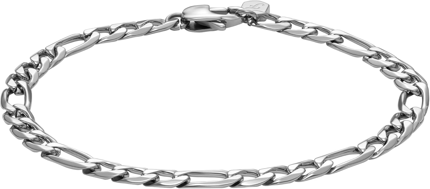 Fossil Men's Plated Stainless Steel Engravable Personalized Gift ID, Chain or Cuff Bracelet for Men