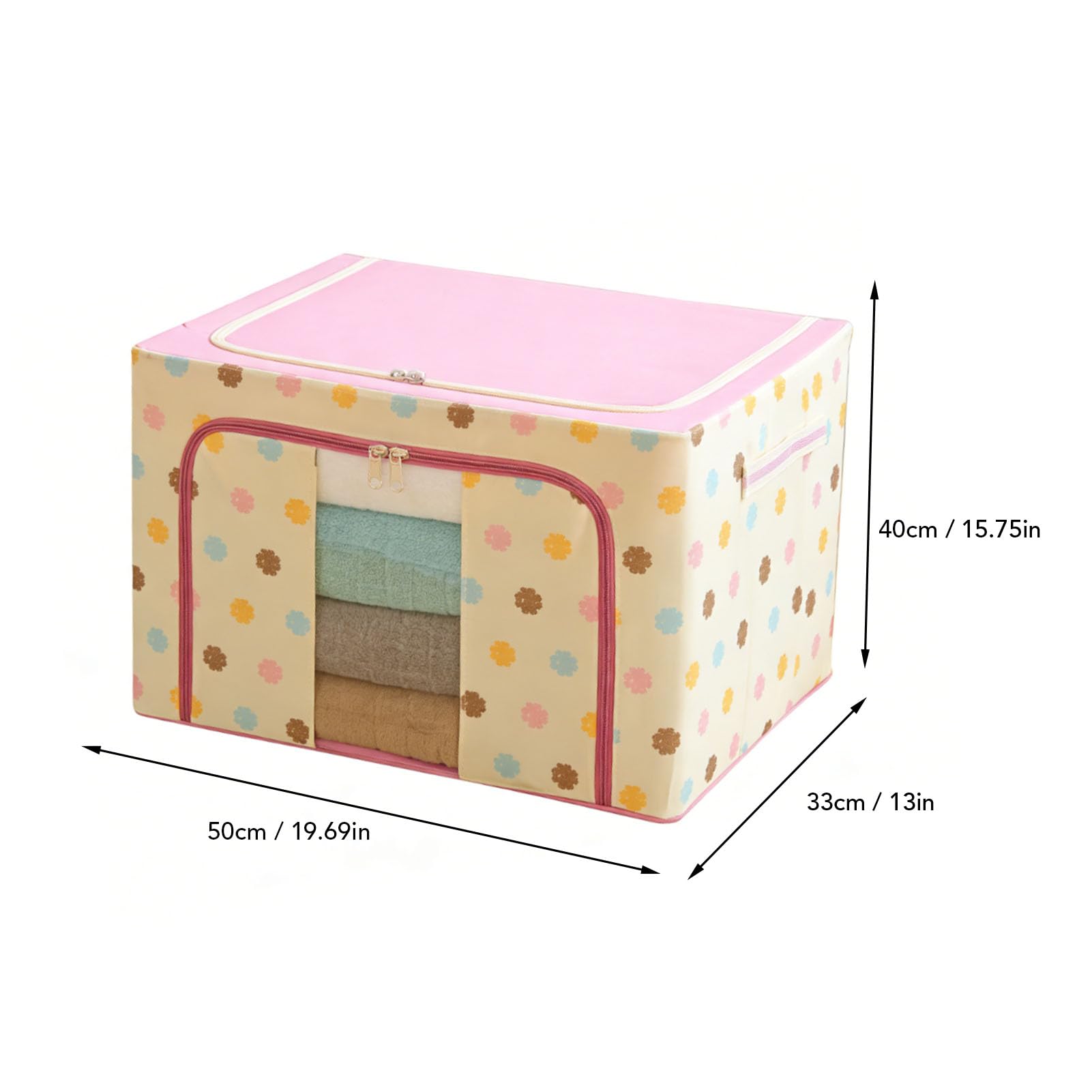 SIXRUN Contenitore Pieghevole per Vestiti, Armadio in Tessuto, Grande capacità, 50 X 40 X 33 Cm, con Finestra Trasparente, Apertura Frontale e Cerniera Superiore, per Armadio del Dormitorio della