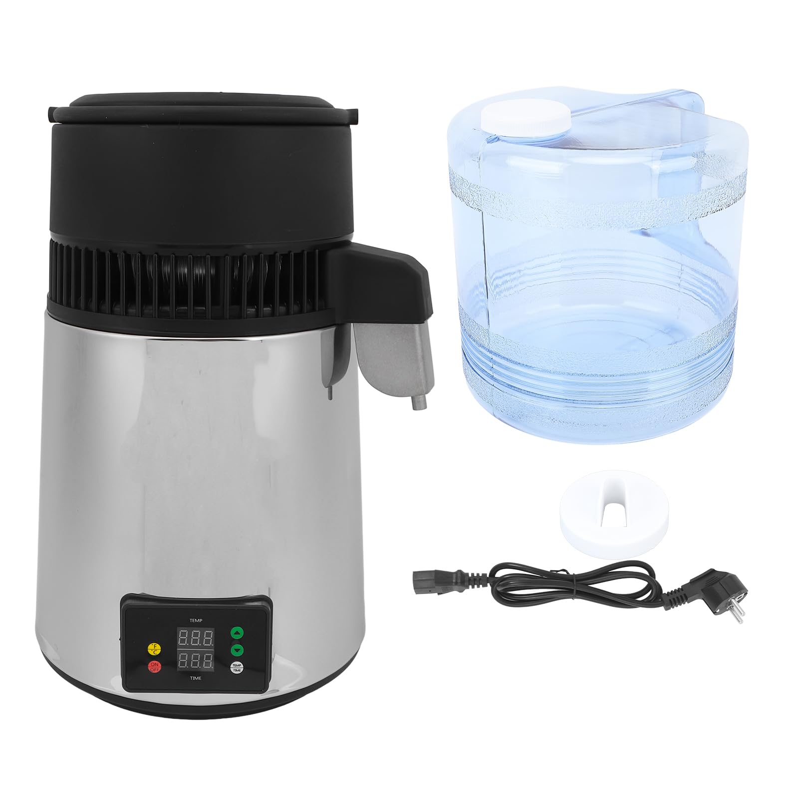 Fdit Destilador de Agua 750W 4L, Máquina Automática de Agua Destilada de Acero Inoxidable con Protección contra Sobretemperatura para Hogar, Cocina, Oficina, Laboratorio (Enchufe europeo 220V)