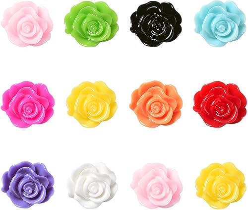 500 piezas de resina rosa plana cabujones al azar colores mezclados opacos sin perforar rosa decoración floral colgante encantos 0.512in para