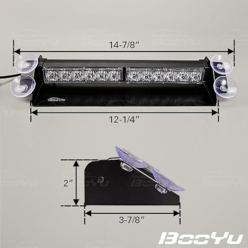 Miniatura 6 de BooYu 2 barras de luz LED estroboscópica de emergencia 2 en 1 para tablero delantero y trasero interior del parabrisas, cubierta intermitente