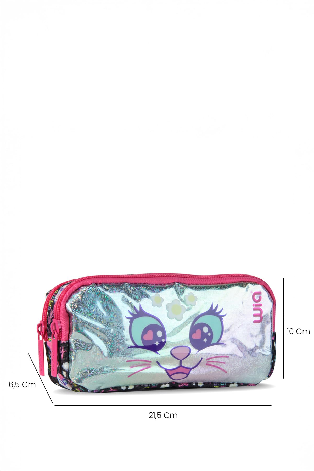 Wia Sweet Cat 3 Bölmeli Okul Çanta Seti, Tek Ebat, SWG-007, Siyah, kız-çocuk