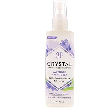 CRYSTAL Mineral-Enriched Deodorant Spray, Lavender & White Tea, 4 fl oz 118 ml