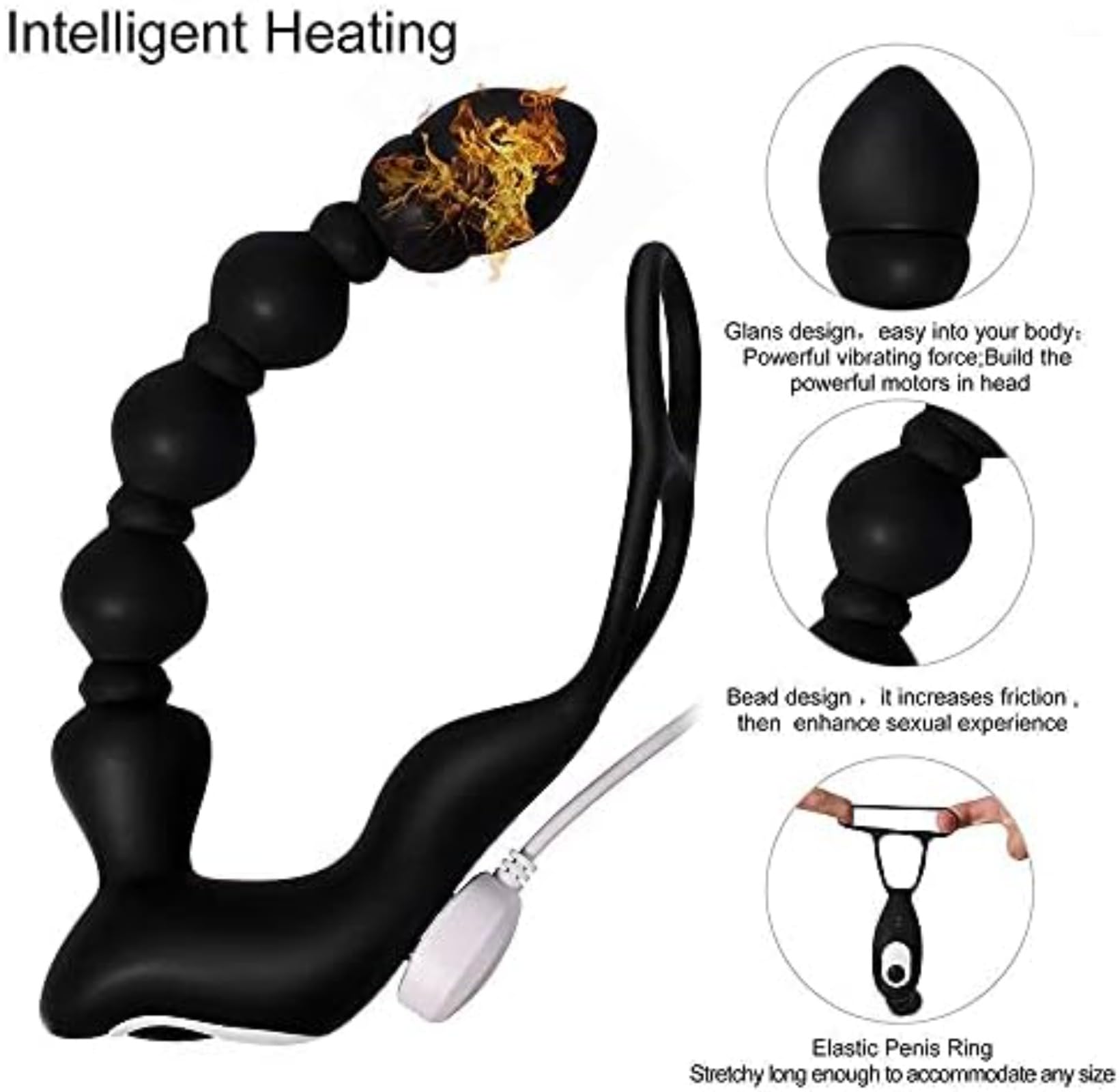 Masseur prostatique multifonction, recharge USB, anneau de à vitesse variable, sextoy, masseur corporel, avec télécommande sans fil, 10 modes